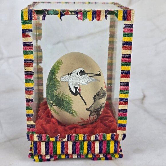 Set of 3 Handpainted Eggs in Individual Boxes Asian Design Hand Painted Vintage - Picture 4 of 16